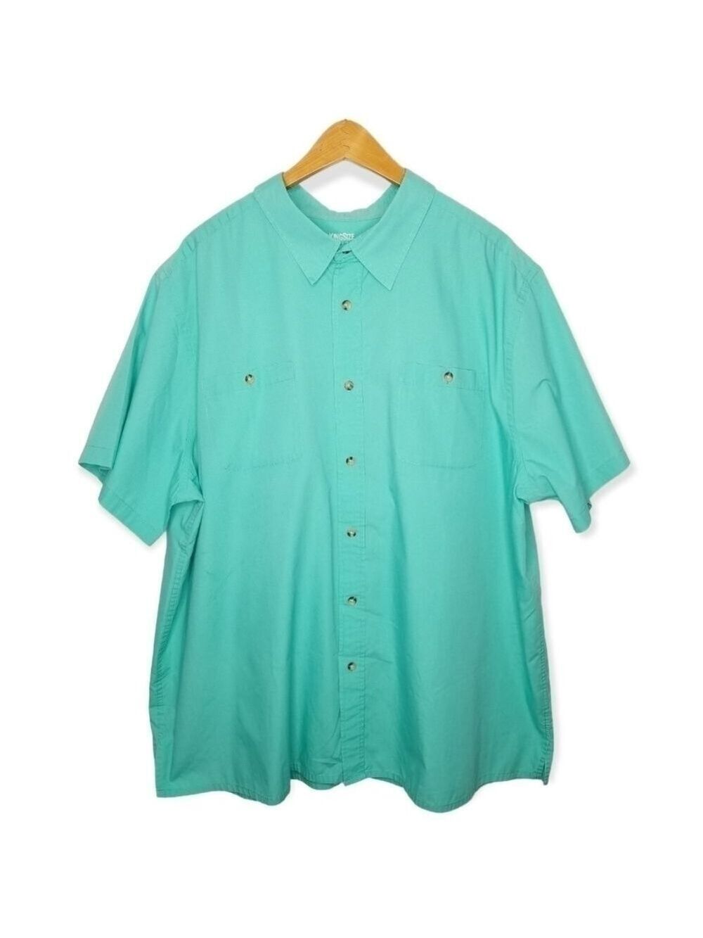 KingSize Men's Mint Green Short Sleeve Button Front Shirt Size 3XL